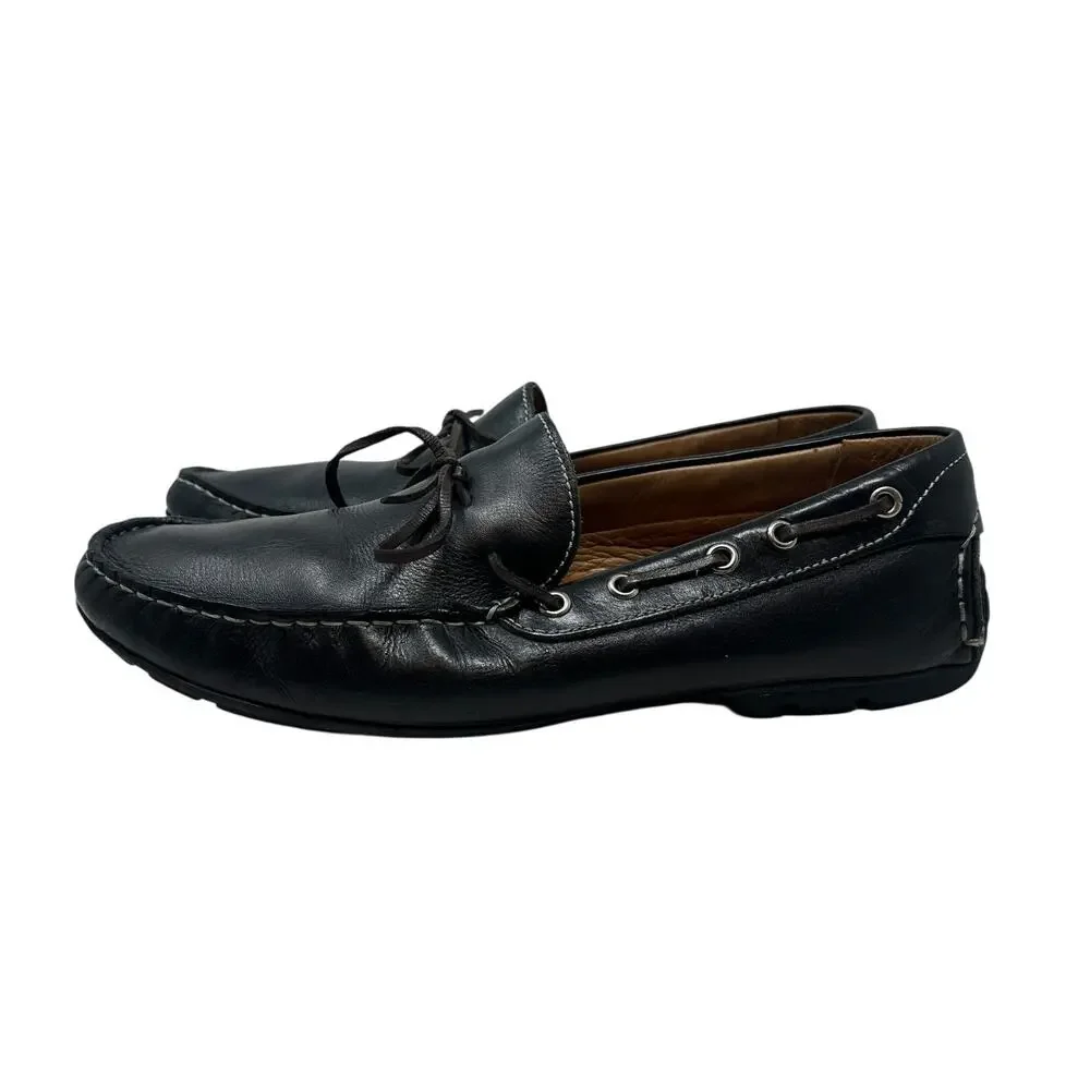 Peter Millar Pebbled Leather Driver‎ Moc Loafers Black Driving Shoes Men's 9M